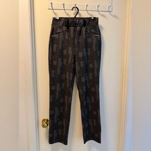 Le Grenier Dark Gray Patterned Straight Leg Pants